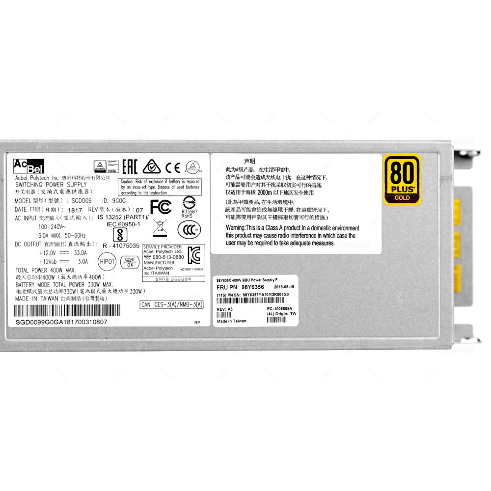 98Y6356 MELLANOX  400W POWER SUPPLY FOR SX6720 SGD009,